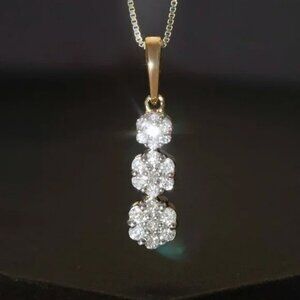 10K Yellow Gold Real Natural Diamond Pendant, Tiny Petite Charm, Luxury Jewelry